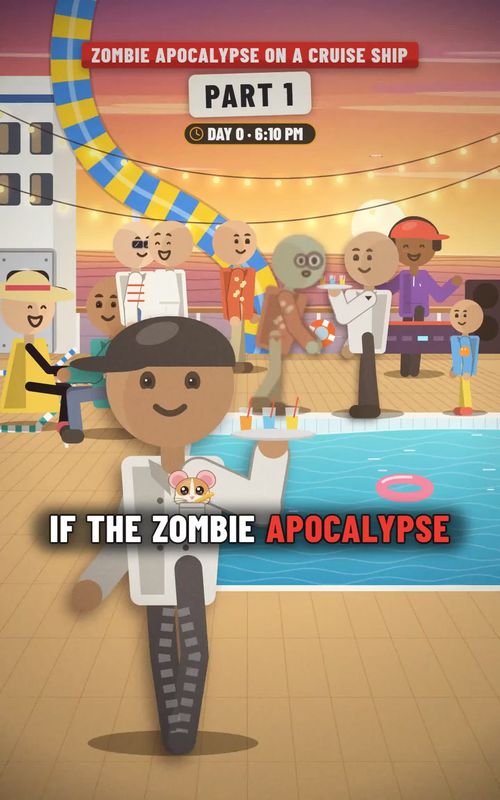 Cover of @pancarte_media's TikTok video: If the zombie apocalypse starts while you're on a cruise ship... do not run to the lifeboats (Part 1) #zombieapocalypse #survival #zombie #whatif #cruise #story