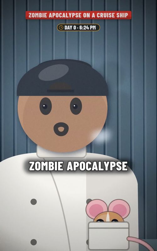 Cover of @pancarte_media's TikTok video: If the zombie apocalypse starts while you're on a cruise ship... watch the rat (Part 2) #zombieapocalypse #survival #zombie #whatif #cruise #story