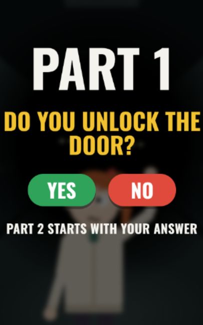 Cover of @thirdperiod.zombie's TikTok video: The alert said go to the gym. You didn't. Then Maya knocked. 🚪 Would you unlock the door? Comment YES or NO. Your vote decides Part 2. PART 1 · THE GYM #zombie
