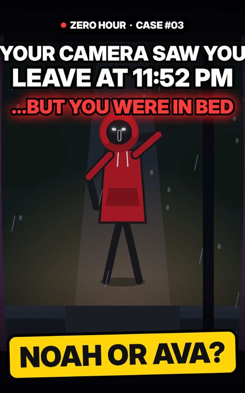 Cover of @bandofigytn's TikTok video: My doorbell camera caught ME sneaking out at 11:52 PM… but I was in bed. 😨🔴 Same red hoodie. Hood up. Then it looked straight up at my window… and went "shh."