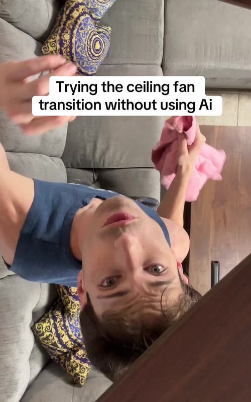 Cover of @chrisjohnflora's TikTok video: Attempting the ceiling fan transition 🌀 #ceilingfan #transition #transformation #fashion #hair